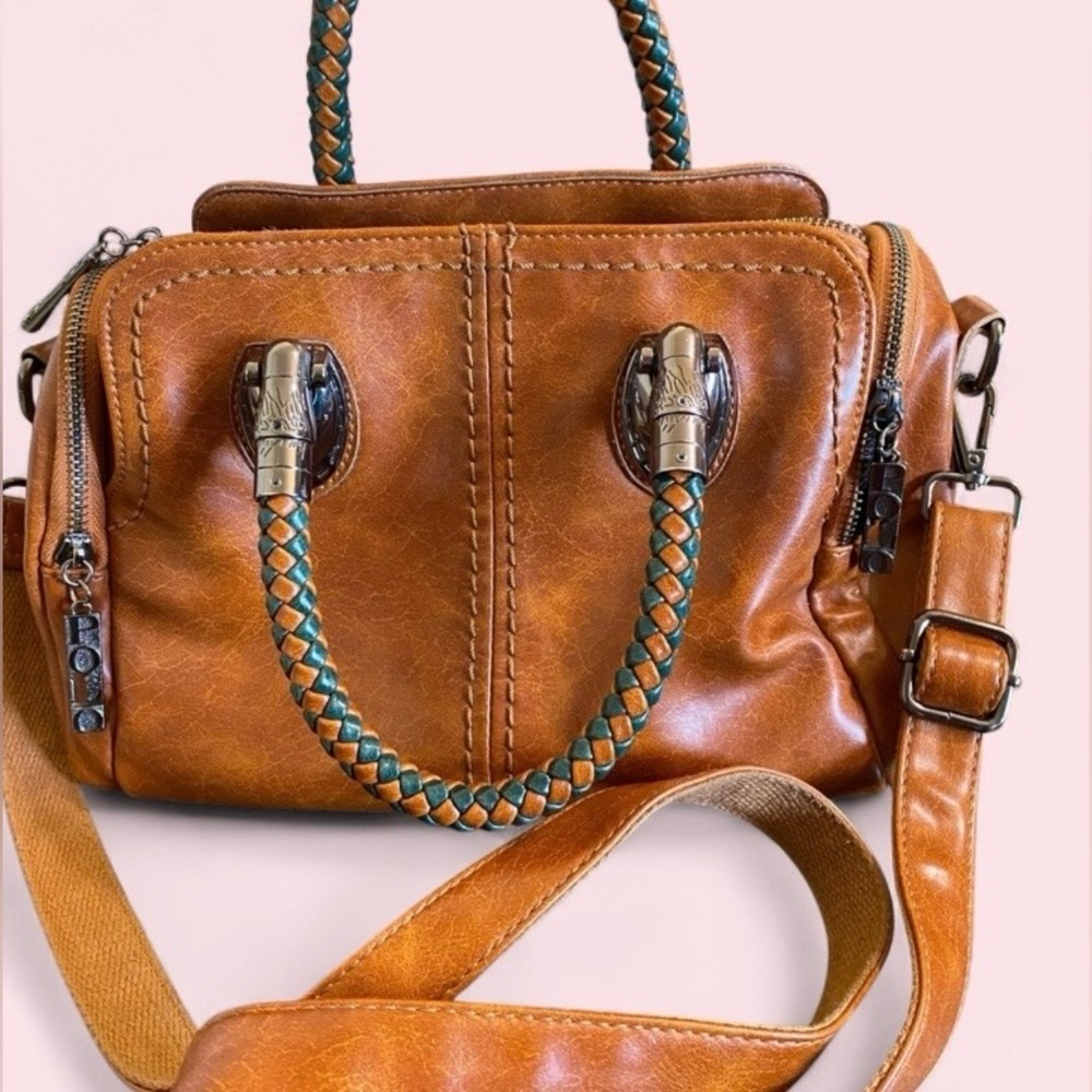 Closet Rituals Genuine Leather Satchel Handbag W/ Braided Handles NEW WITH TAGS - Picture 2 of 7